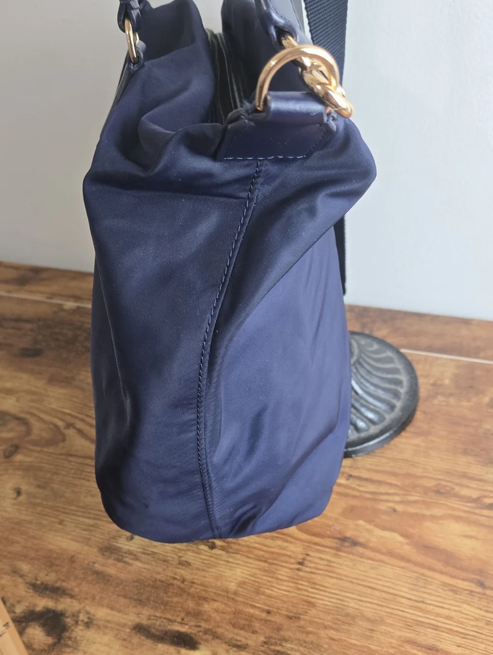 Tory Burch Tilda Navy Nylon Slouchy Satchel Shoulder Bag Quiet Luxury Minimalist